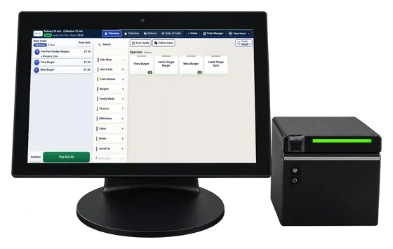 An Andromeda Hub with a compact 11 inch touchscreen and receipt printer
