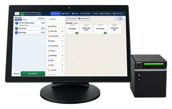 An Andromeda Hub with a 15.6 inch touchscreen and receipt printer