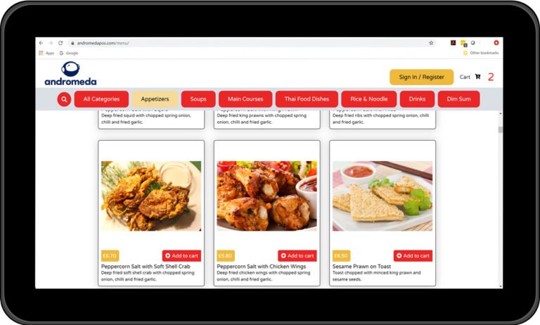 Order Page of our Online Ordering System