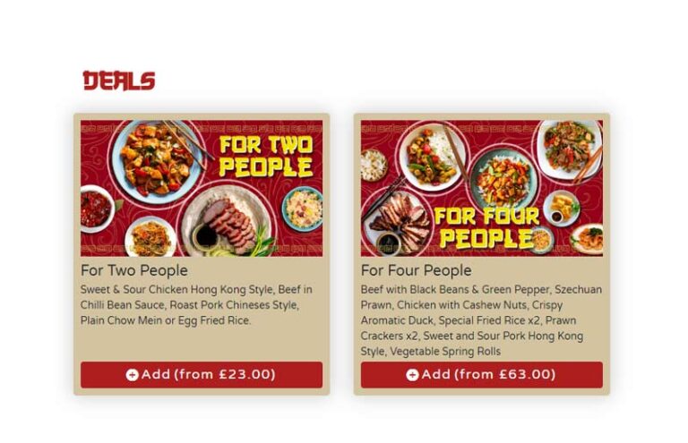 Meal Deals Chinese Takeaway Andromeda POS System