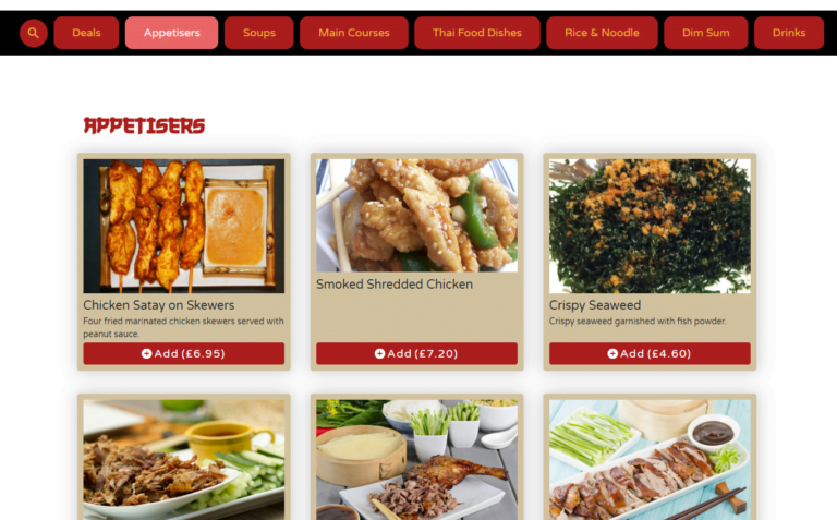 chinese cuisine takeout delivery - menu management